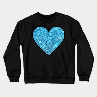 Light Blue Faux Glitter Heart Crewneck Sweatshirt